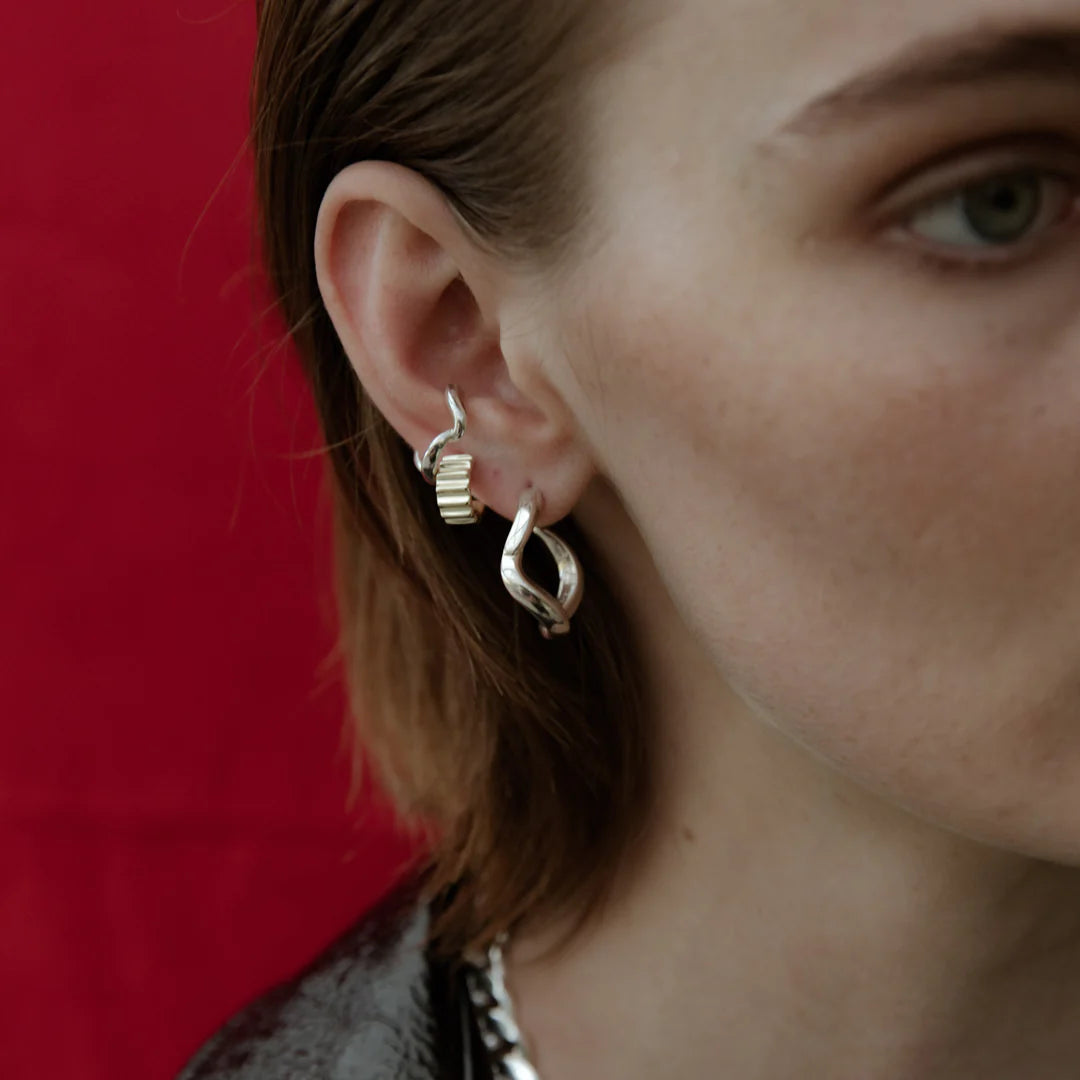 F H Studios Wave Hoop Earrings Small Gold Homeroom Design