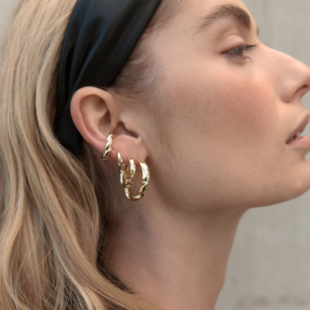 F+H Studios Small Drill Bit Hoop Earrings 20mm Sterling Silver